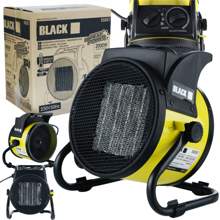 FARELKA VENTILÁTOROVÝ OHRIEVAČ PRENOSNÝ OHRIEVAČ 2000 W 2 KW ČIERNA
